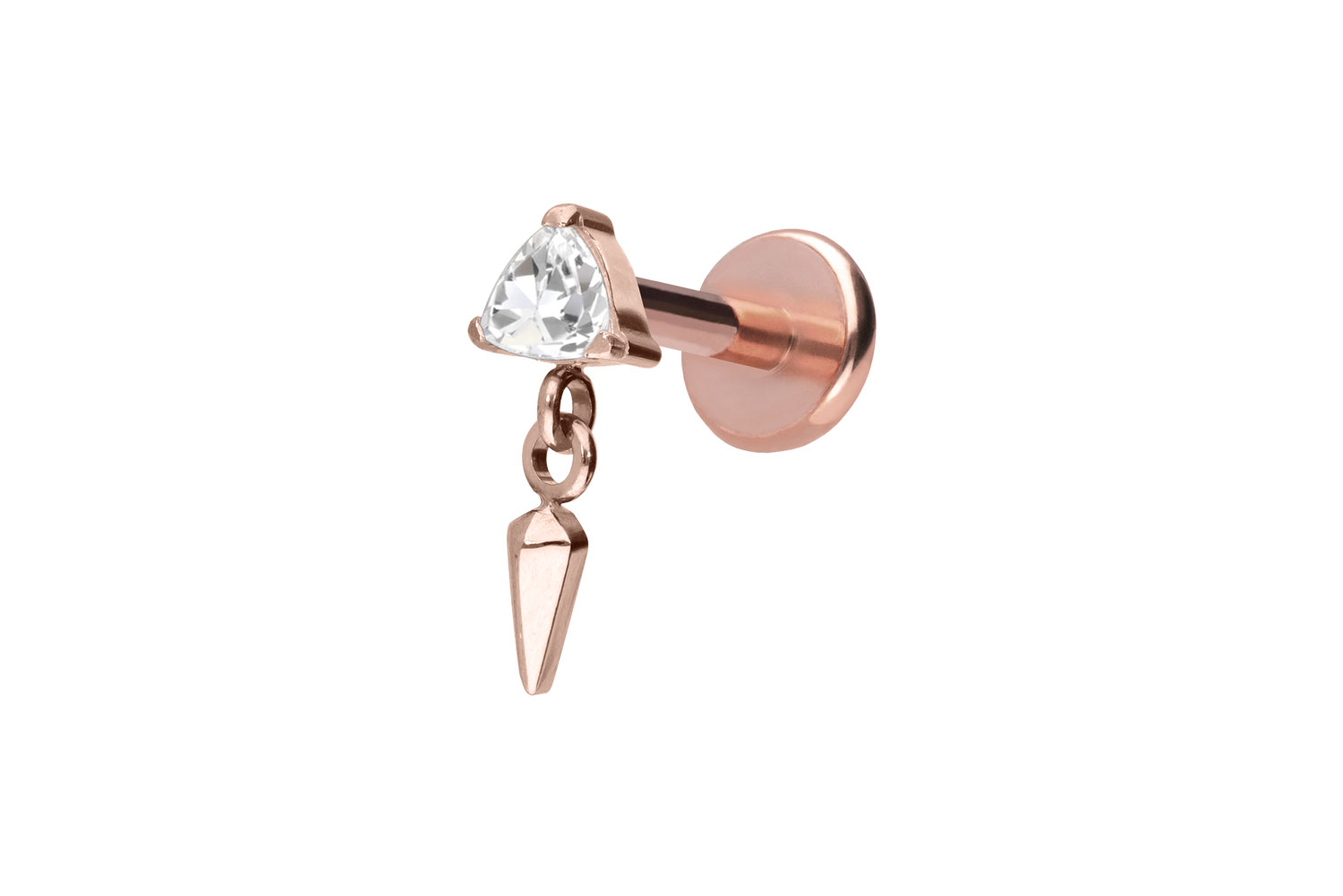 Titan Labret Piercing mit Push Fit KRISTALLDREIECK + SPITZE